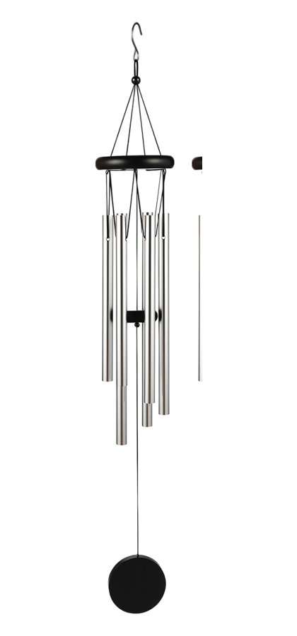 Black wind chime with silver tubes